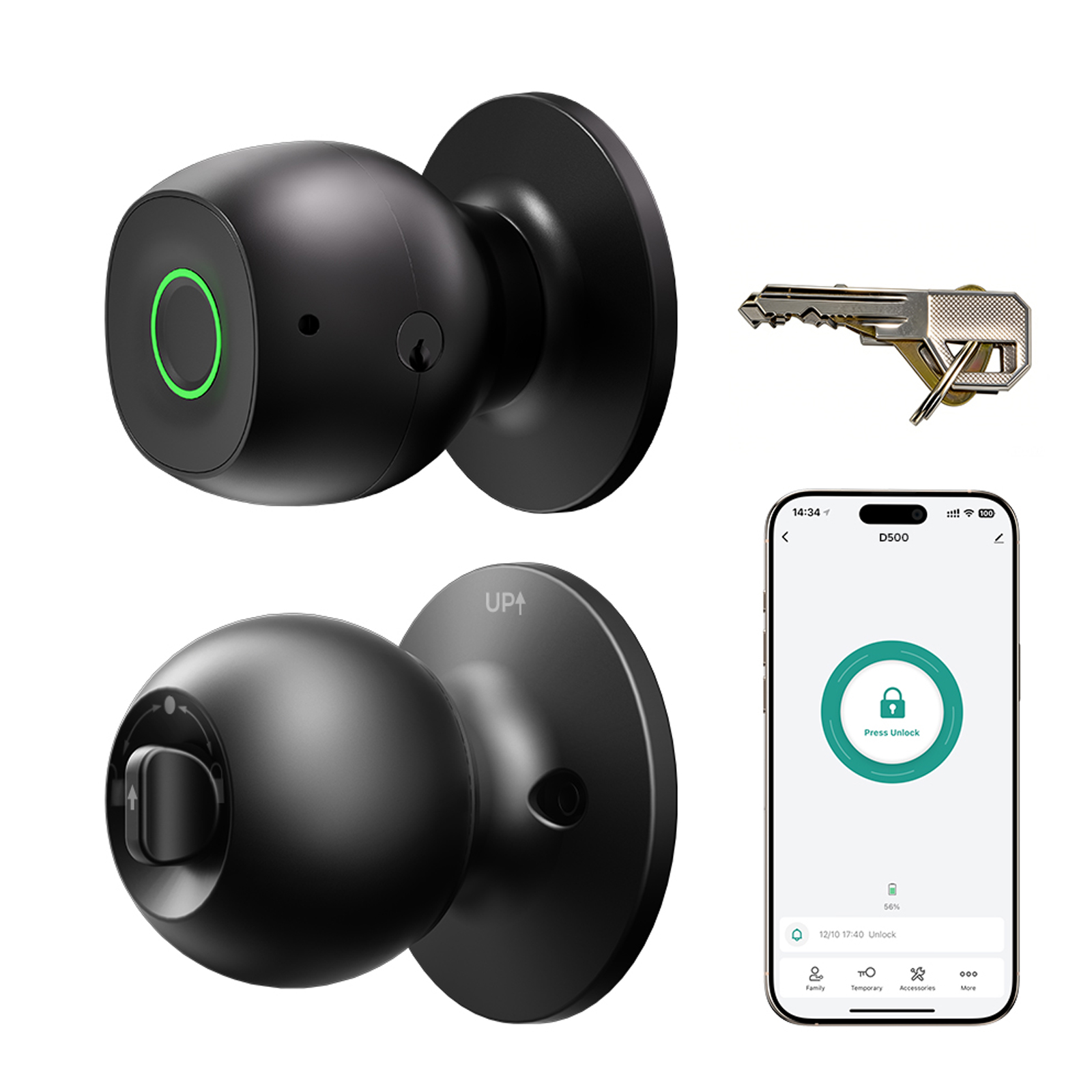 Door Knob Replacement - Fingerprint Door Lock Smart Keyless Entry